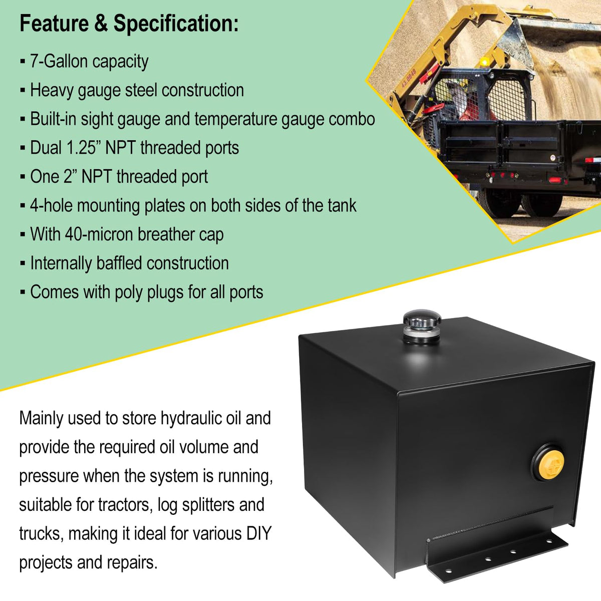 7 Gallon Hydraulic Fluid Reservoir Oil Tank J14850
