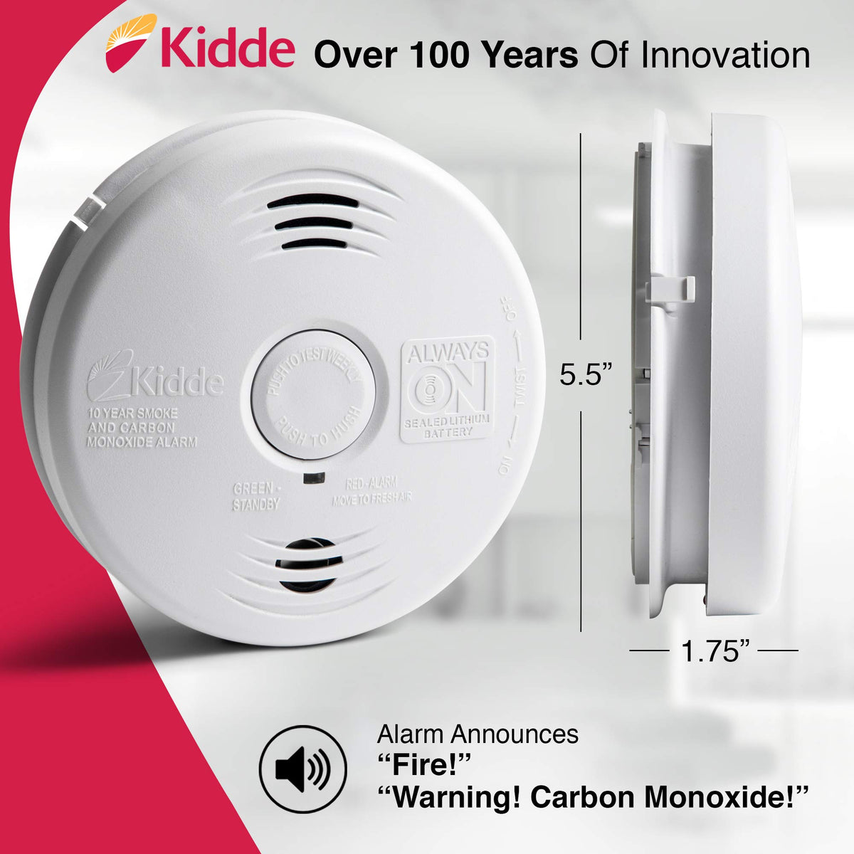 Hardwired Smoke and Carbon Monoxide Detector Alarm with Voice Warning, White N8985