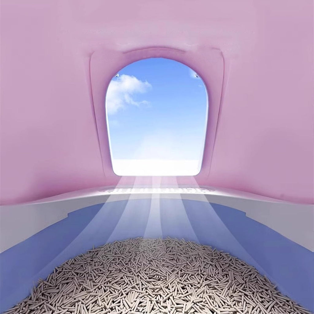 Covered Top Entry Cat Litter Box with Scoop H36263