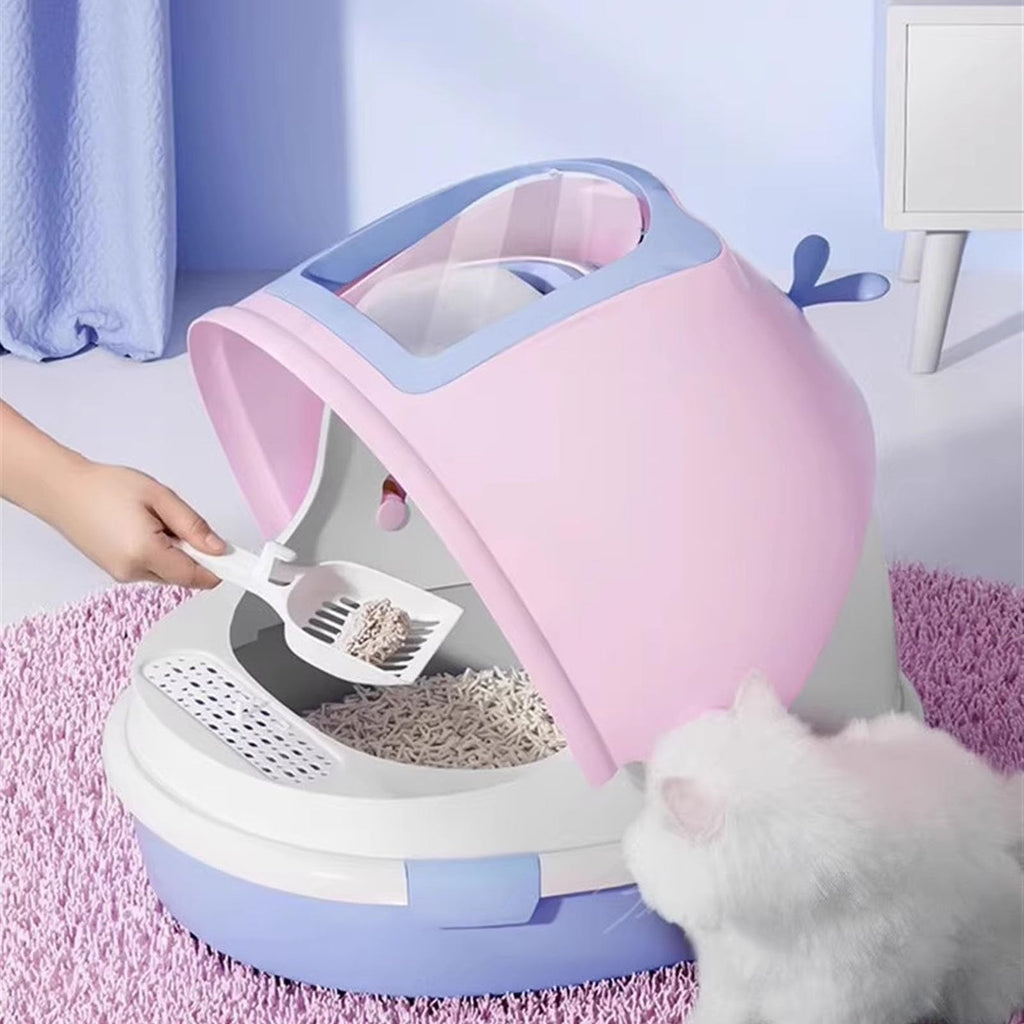 Covered Top Entry Cat Litter Box with Scoop H36263