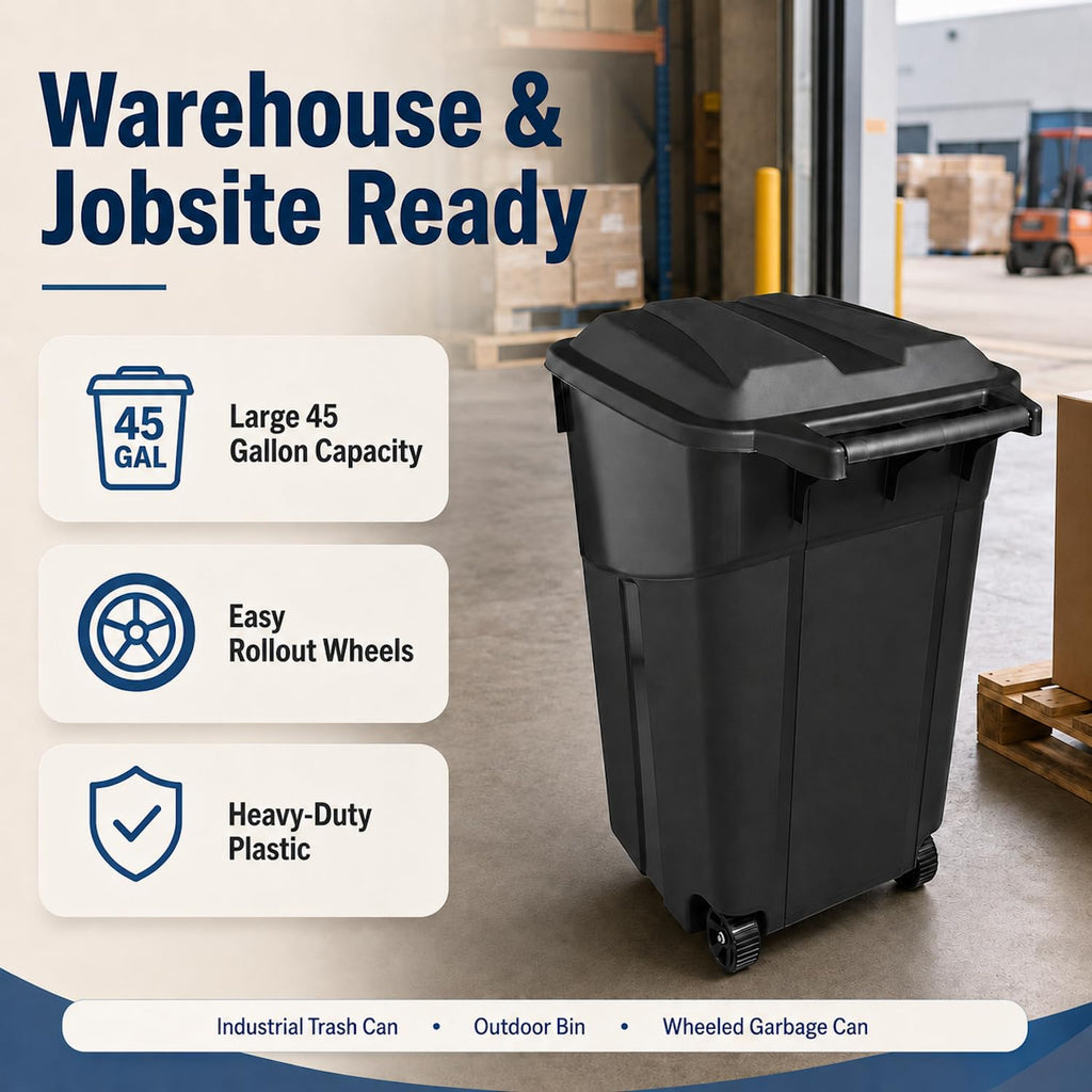 45 Gallon Wheeled Outdoor Trash Can with Lid L4646