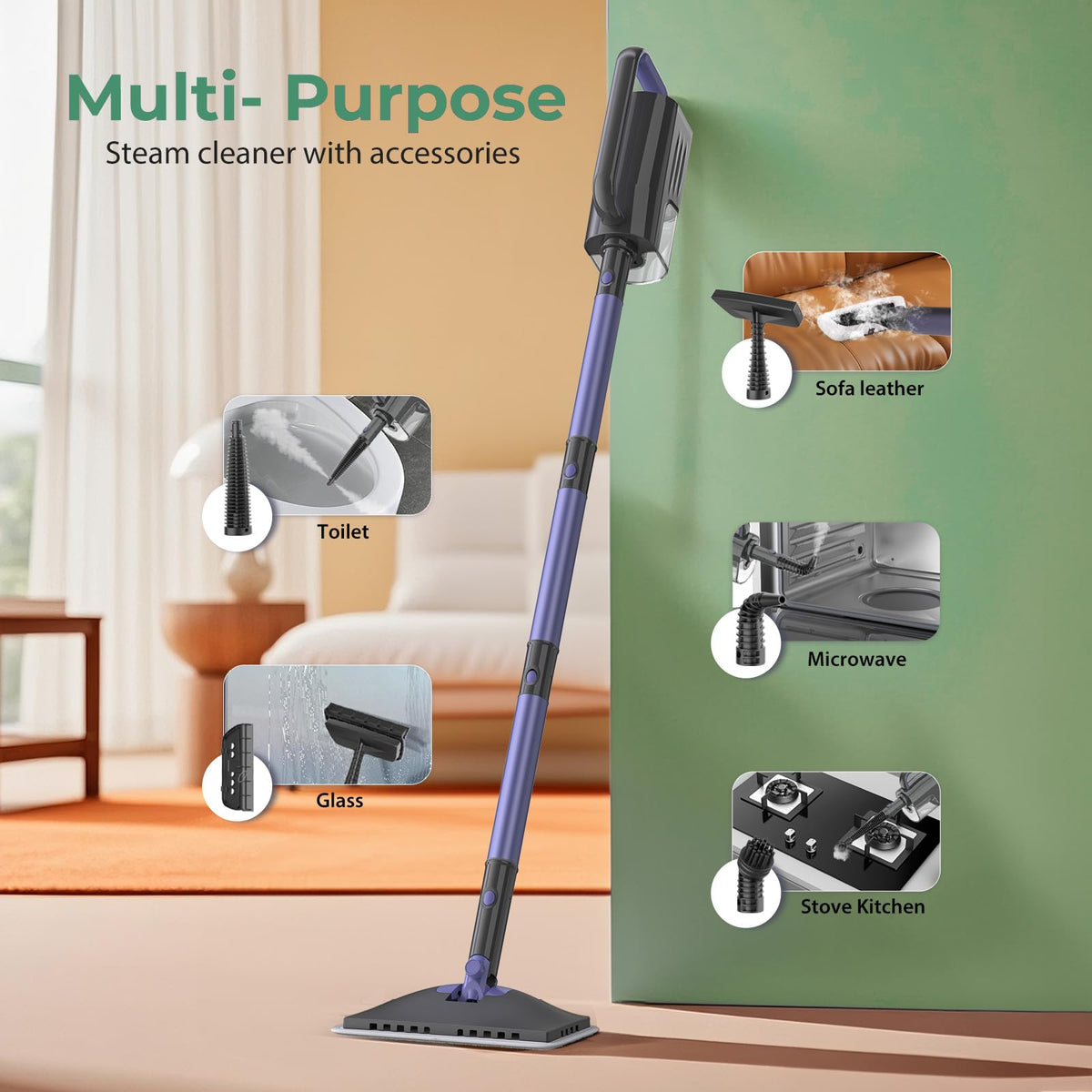 Steam Mop with 400ML Water Tank 6-in-1 Accessories G6665