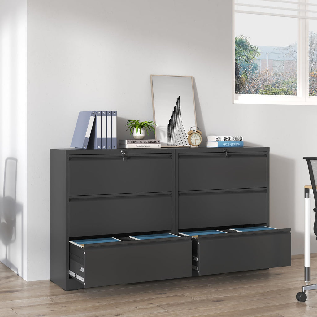 Black 3 Drawer Locking Metal File Cabinet F3689