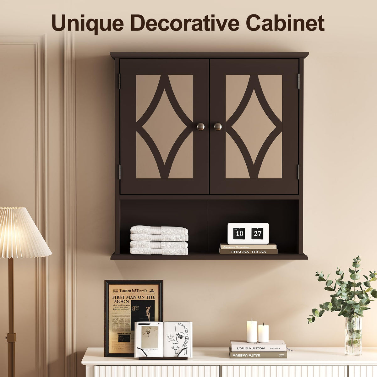 Wall Mounted Bathroom Medicine Cabinet with Towel Rack 22x25 inch P371348