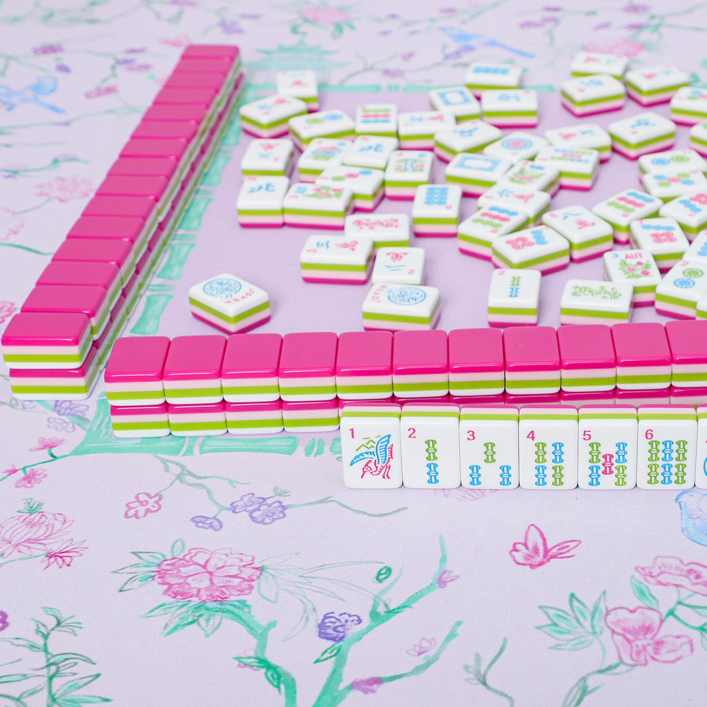 166 Acrylic Engraved Mahjong Tile Set with Carrying Bag W98331