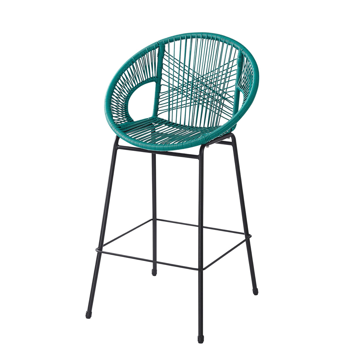 Teal Faux Wicker Outdoor Bar Stool, Set of 2 E97142