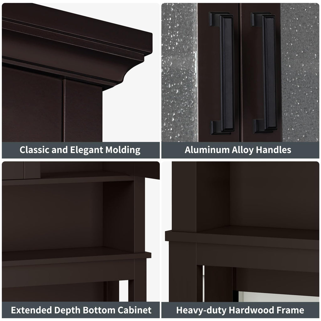 Over Toilet Storage Cabinet with Glass Doors and Adjustable Shelf X9058
