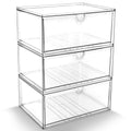 Acrylic Makeup Organizer, 3 Pack Stackable Clear Storage Drawers K479