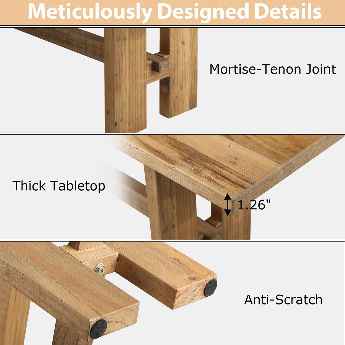 Solid Wood Bench W443