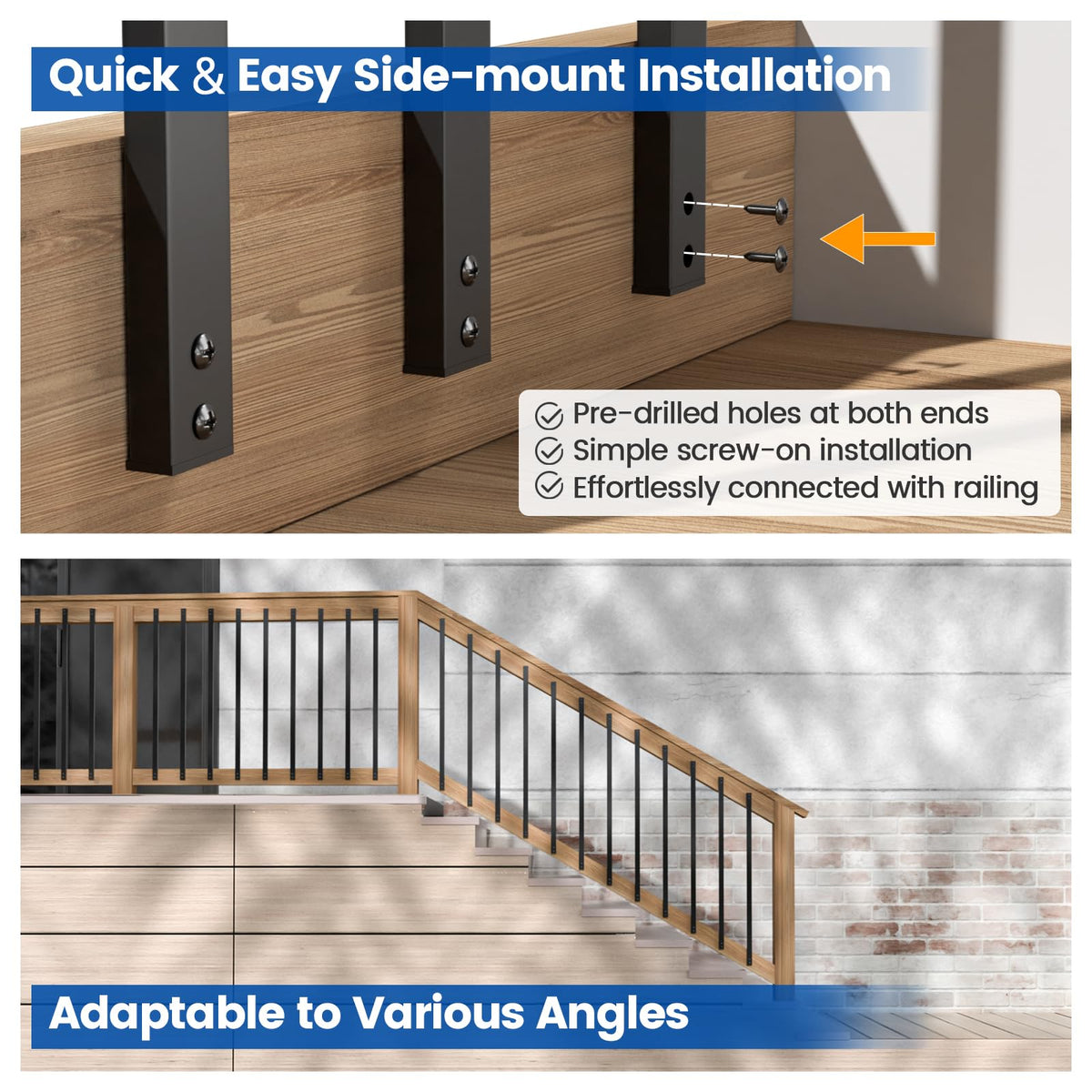 50Pack 32" Black Aluminum Rectangular Deck Balusters H8279