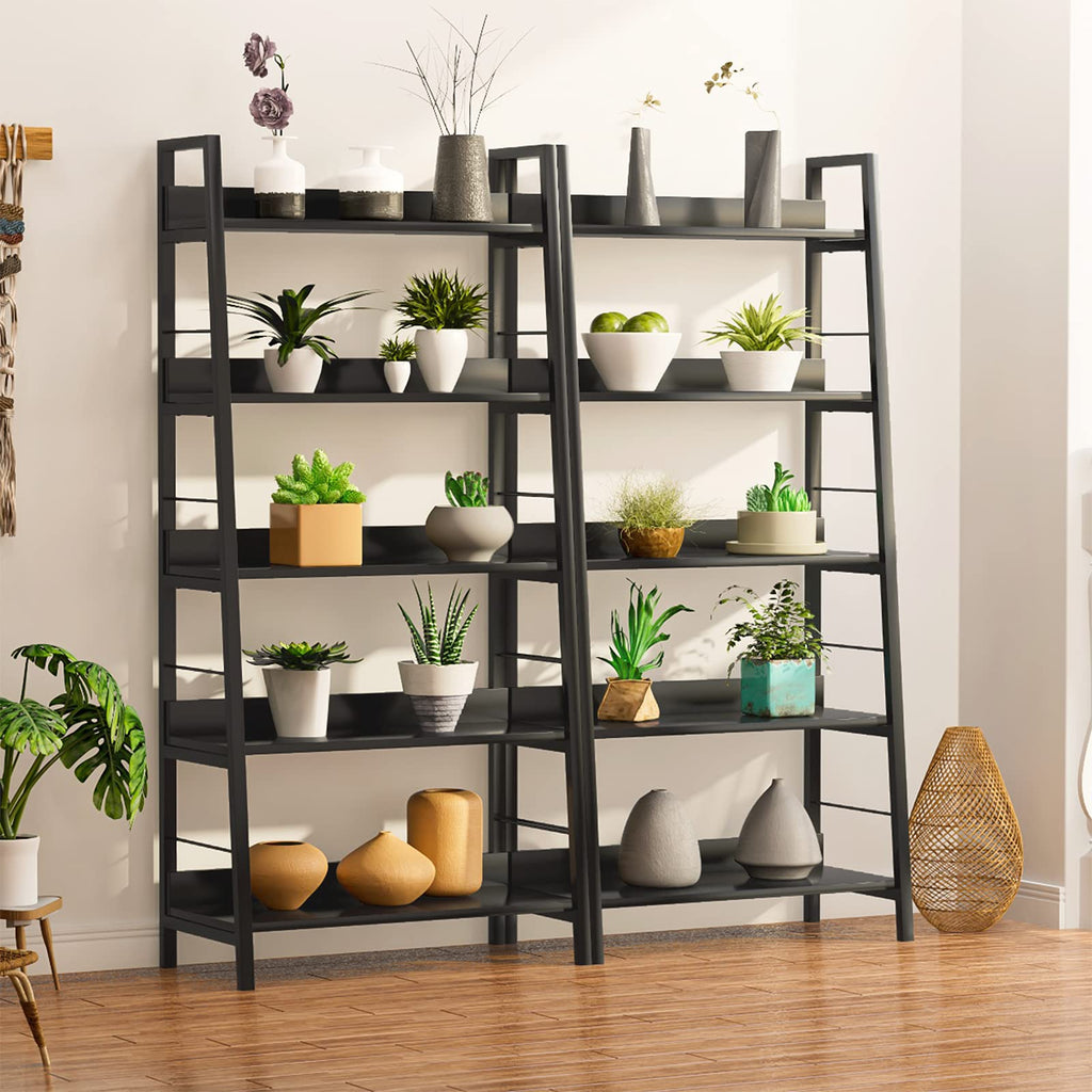 Black 5 Shelf Wood and Metal Bookshelf T628