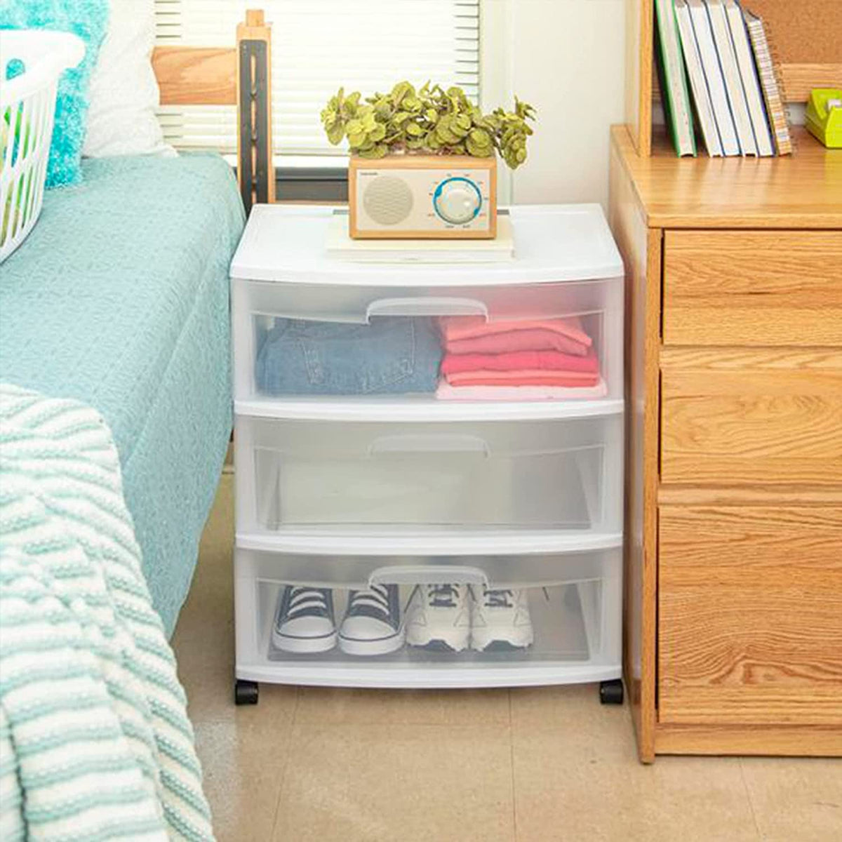 Plastic Storage Drawer Cart with 3 Clear Drawers J632037