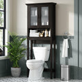 Over Toilet Storage Cabinet with Glass Doors and Adjustable Shelf X9058