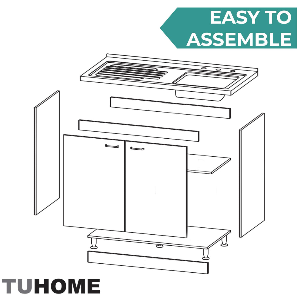 White 39 in Kitchen Sink Cabinet with Stainless Steel Top Y45143