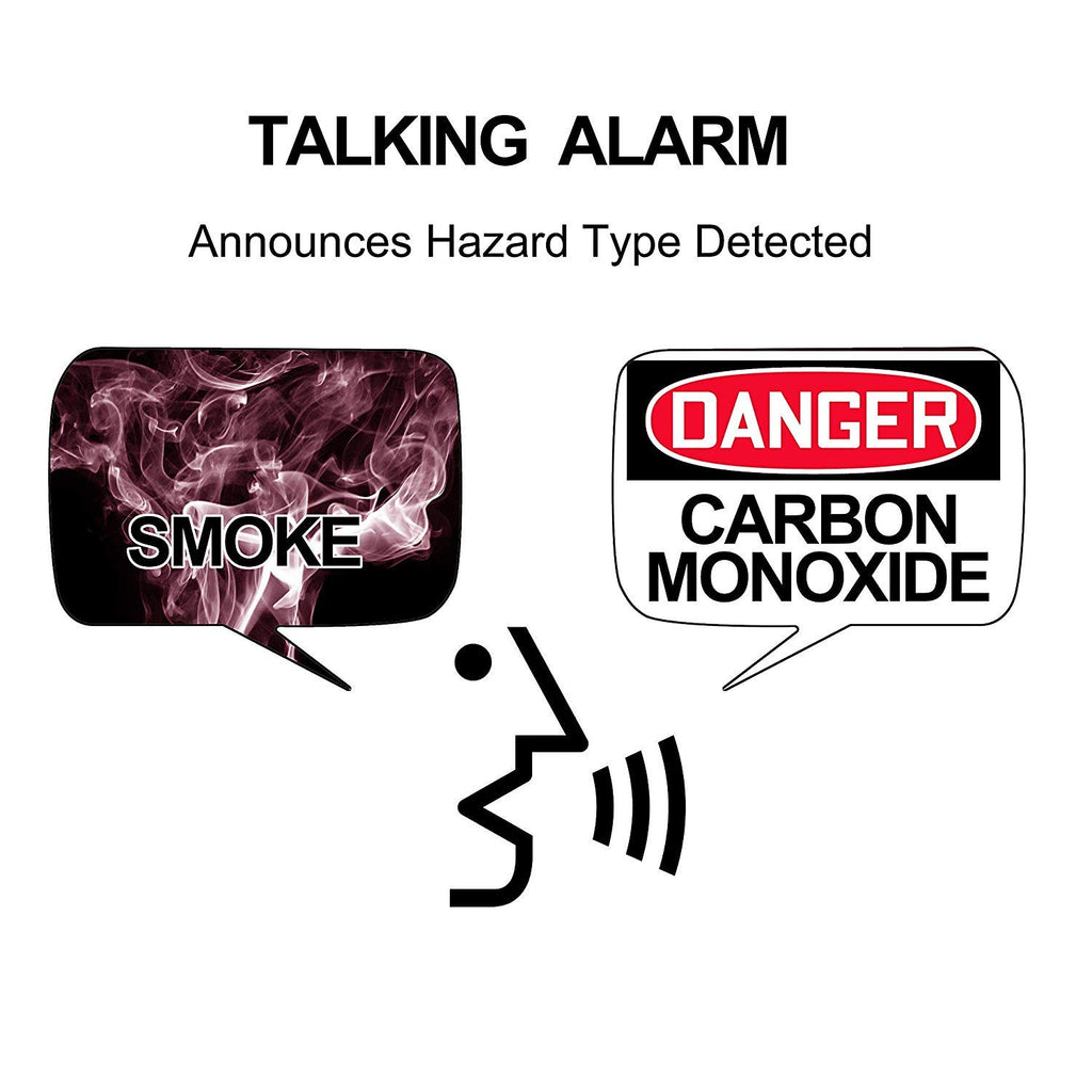 Hardwired Smoke and Carbon Monoxide Detector Alarm with Voice Warning, White N8985