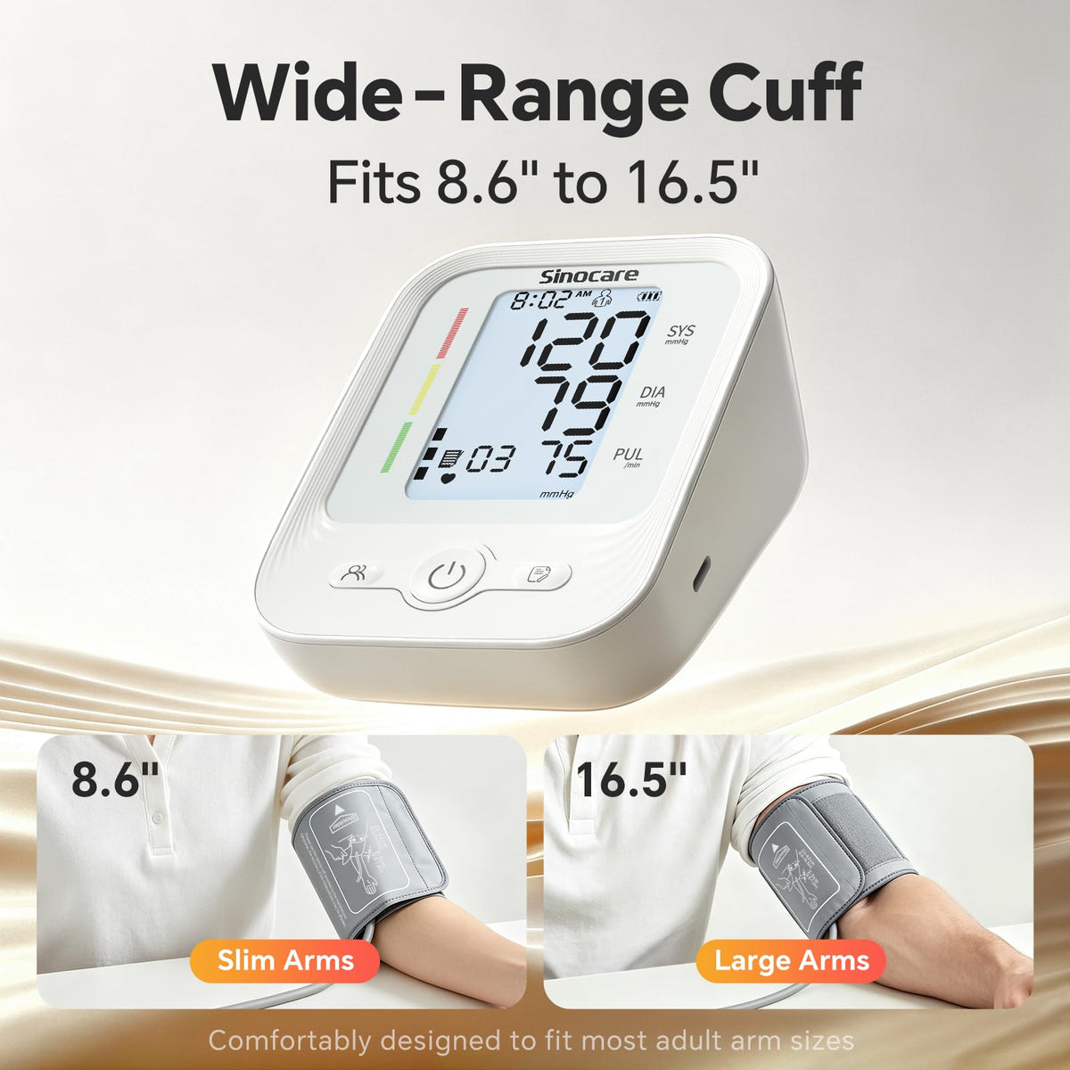 Upper Arm Blood Pressure Monitor with Adjustable Cuff B882