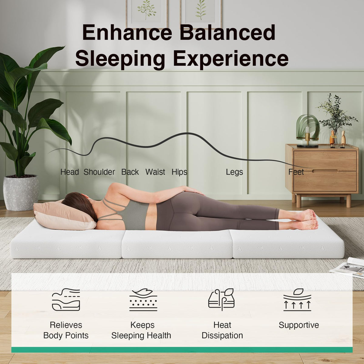 Foldable Foam Mattress Topper, Single Size 4 Inch L649