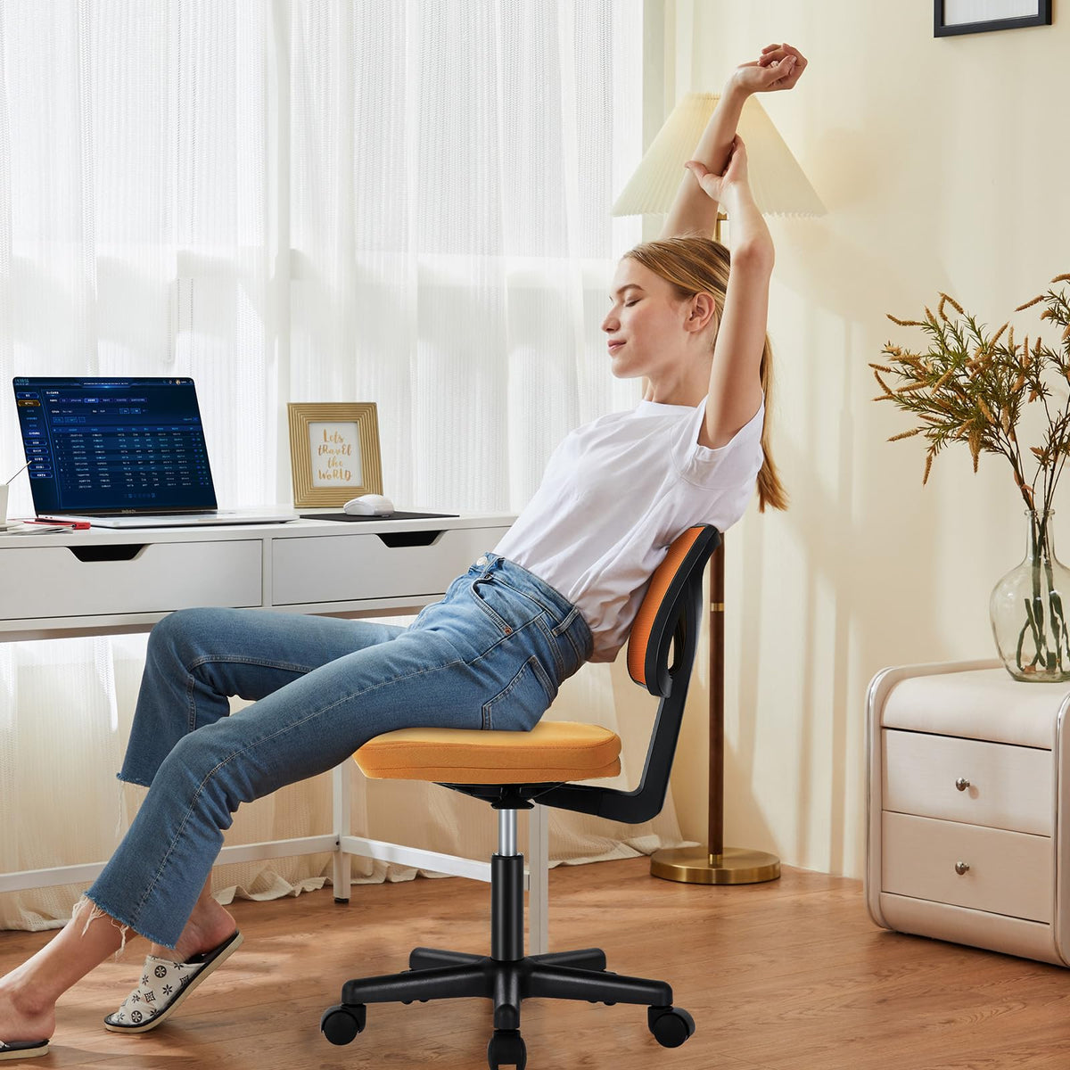 Orange Mesh Ergonomic Low-Back Swivel Office Chair I3231