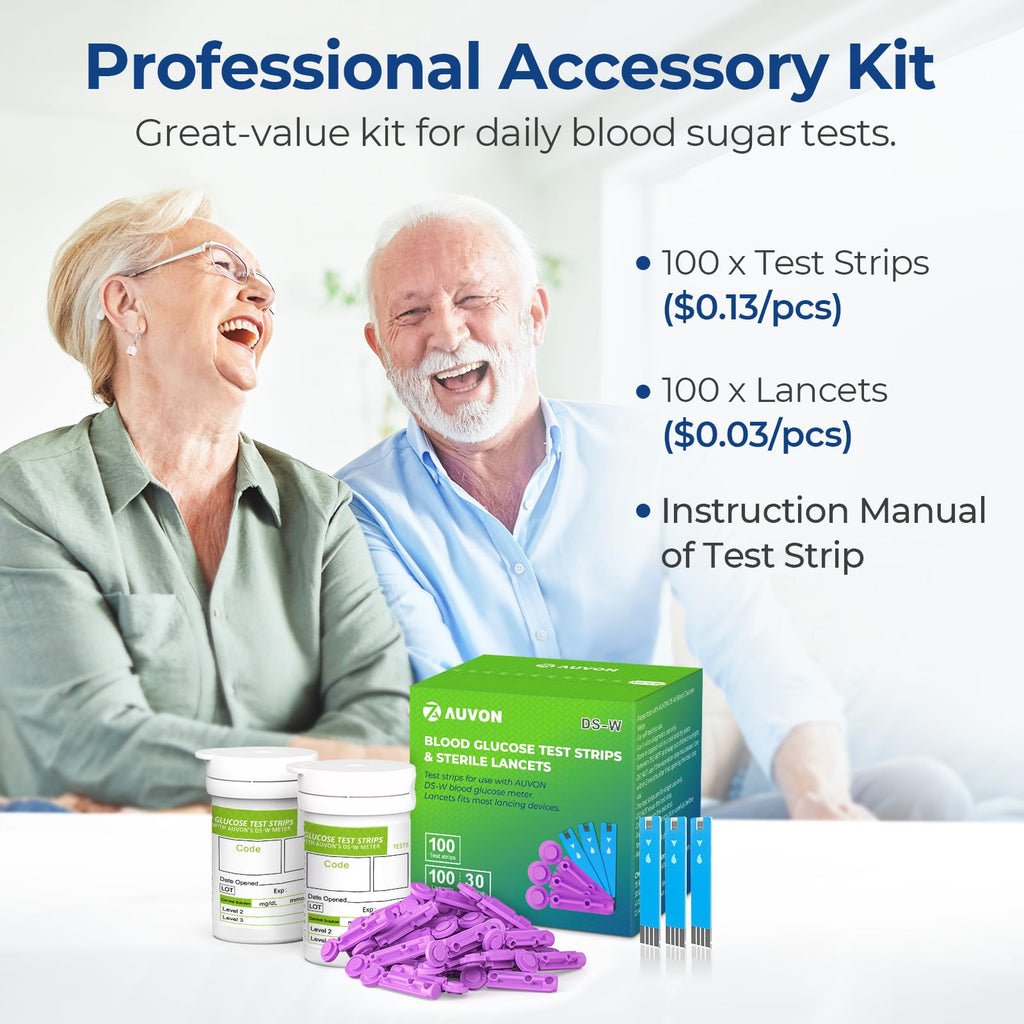 Blood Glucose Test Strips & Lancets Kit, 100 Pack, 30 Gauge I64092