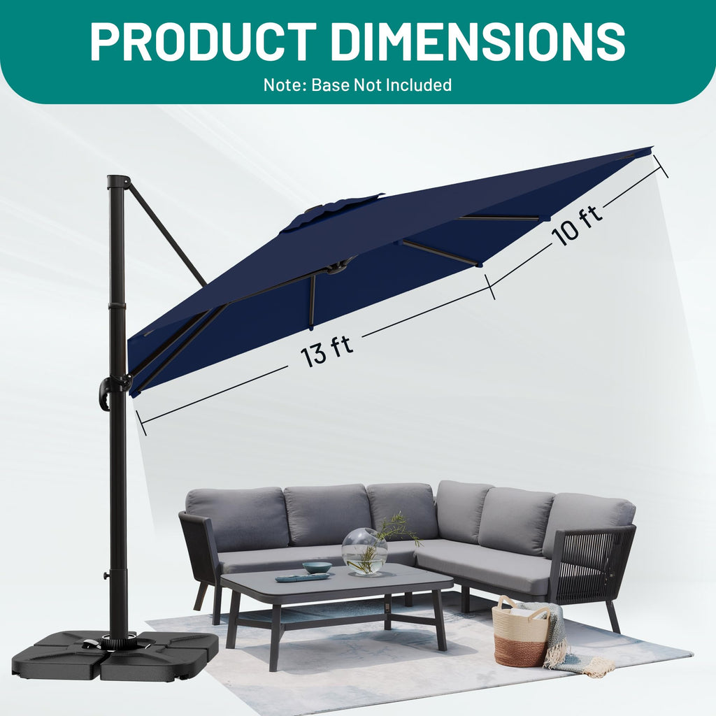 10 X 13 FT Cantilever Umbrella with 360-Degree Rotation I230157