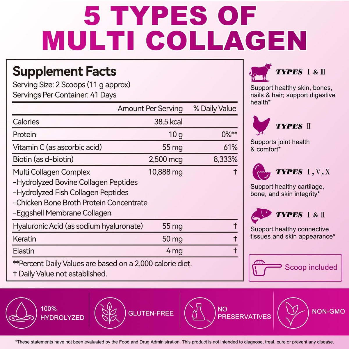 Unflavored Hydrolyzed Collagen Peptides Powder 16 oz X317916