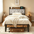 Twin Bed Frame with Headboard and Charging Plug Z386124