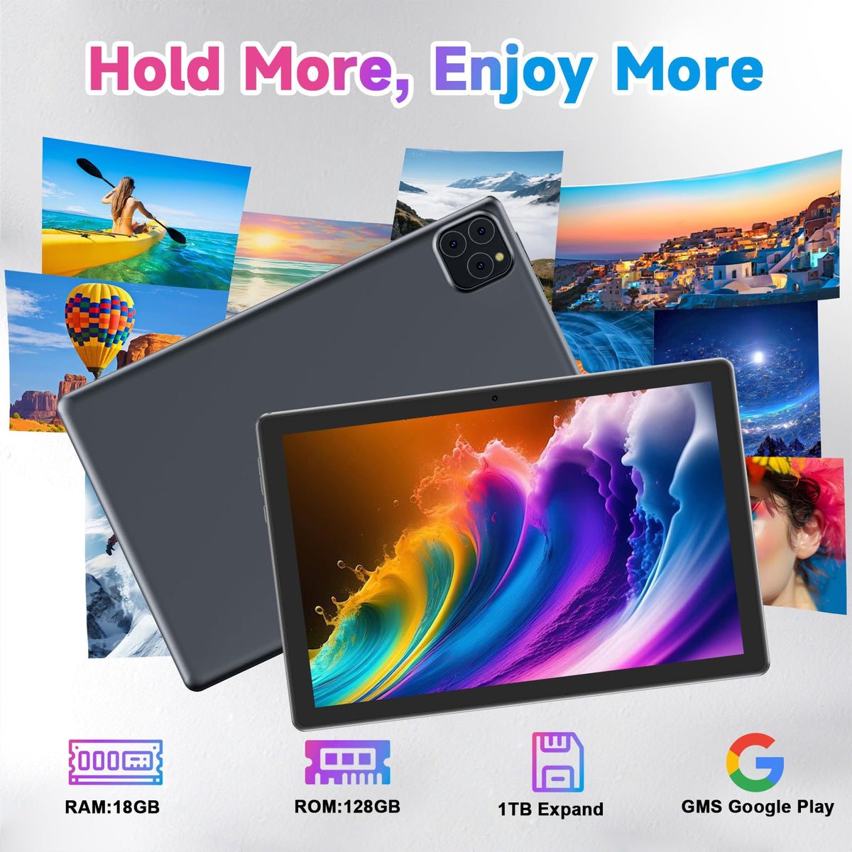 Android 15 10 Inch 18GB RAM 128GB ROM Tablet with Keyboard Case Mouse Stylus G167