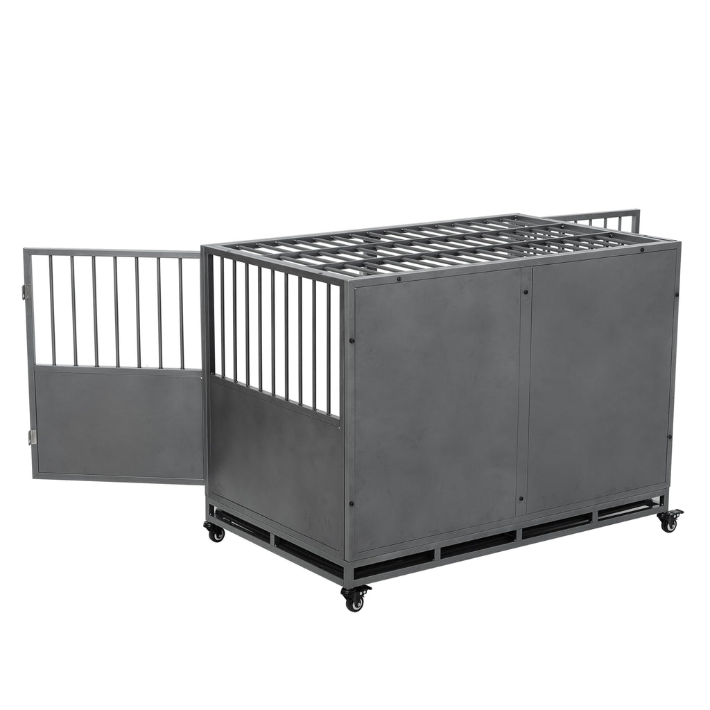 48 inch Heavy Duty Folding Metal Dog Cage with Divider Panel U28098