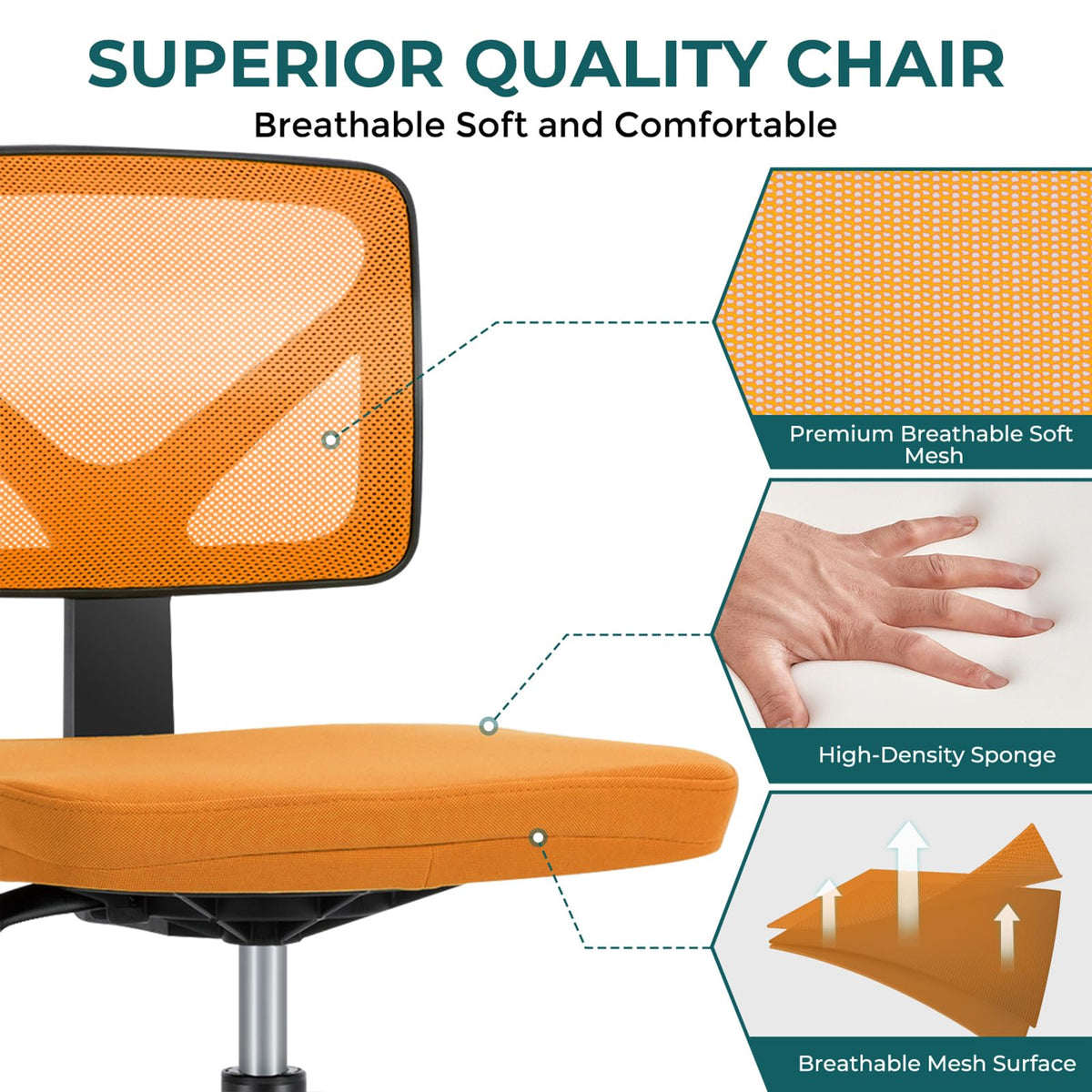 Armless Mesh Office Chairs S3579