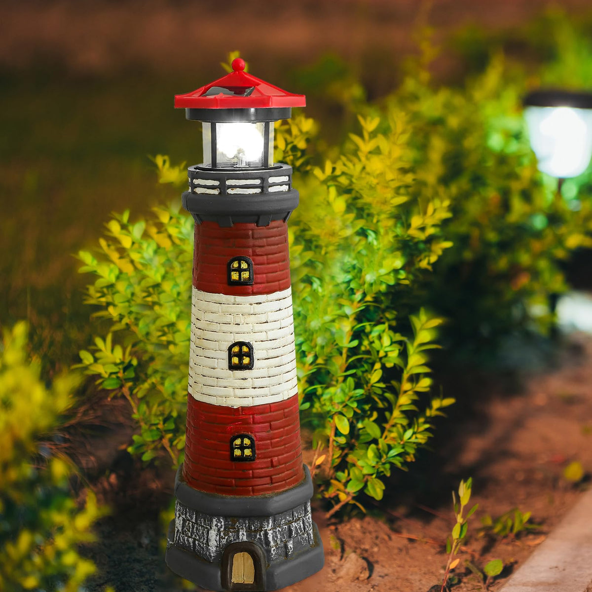 Solar Lighthouse Statue with Solar Light Waterproof Outdoor Decor L34078