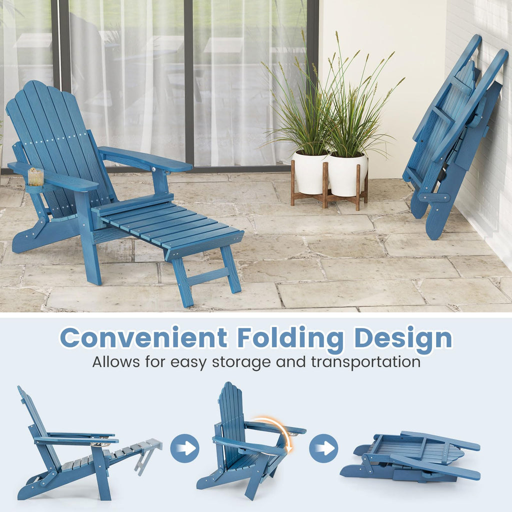 Folding Adirondack Chair with Adjustable Backrest and Ottoman Y17515