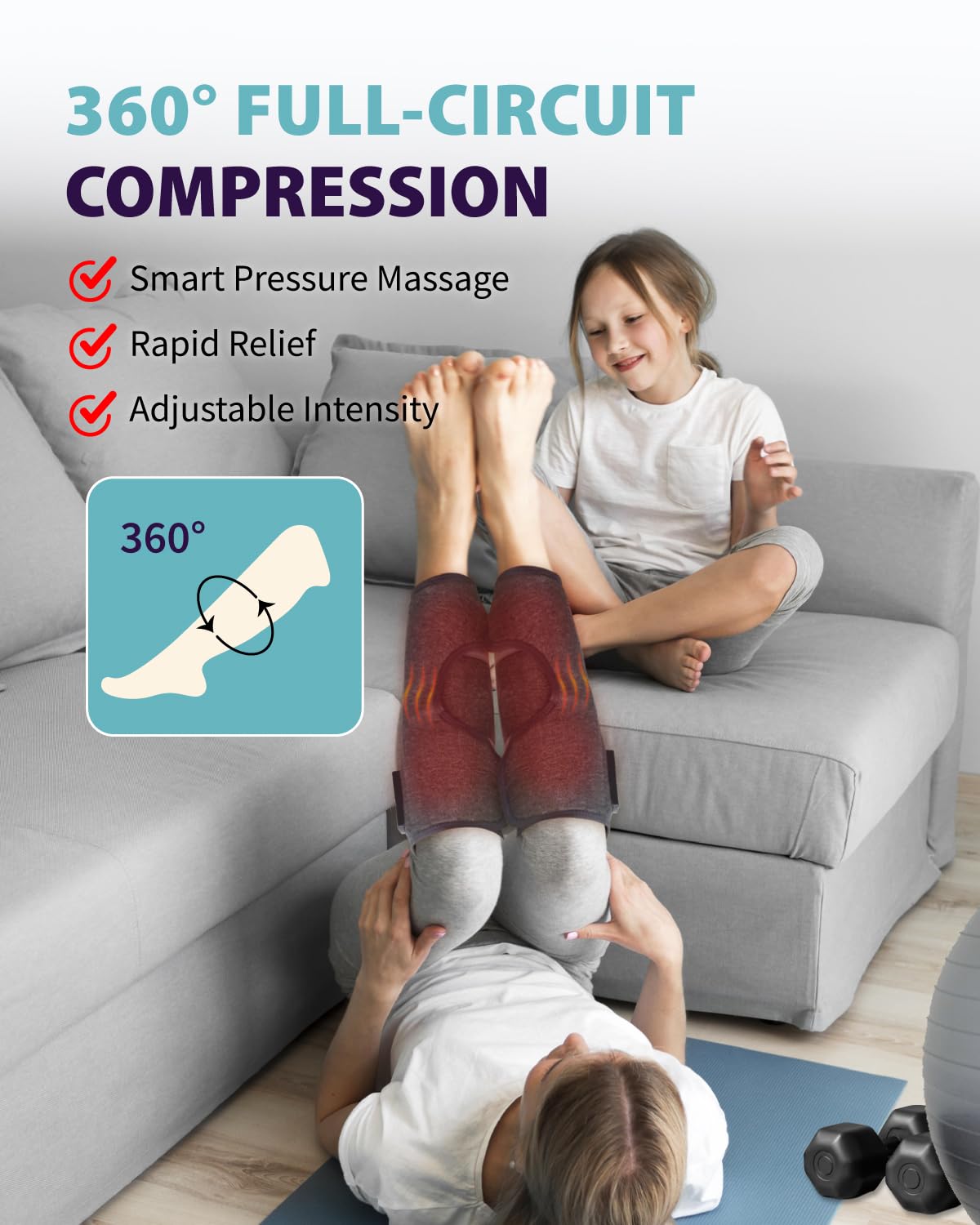 Wireless Air Compression Leg Massager with Heat, 4 Modes, Set of 2 Z901710