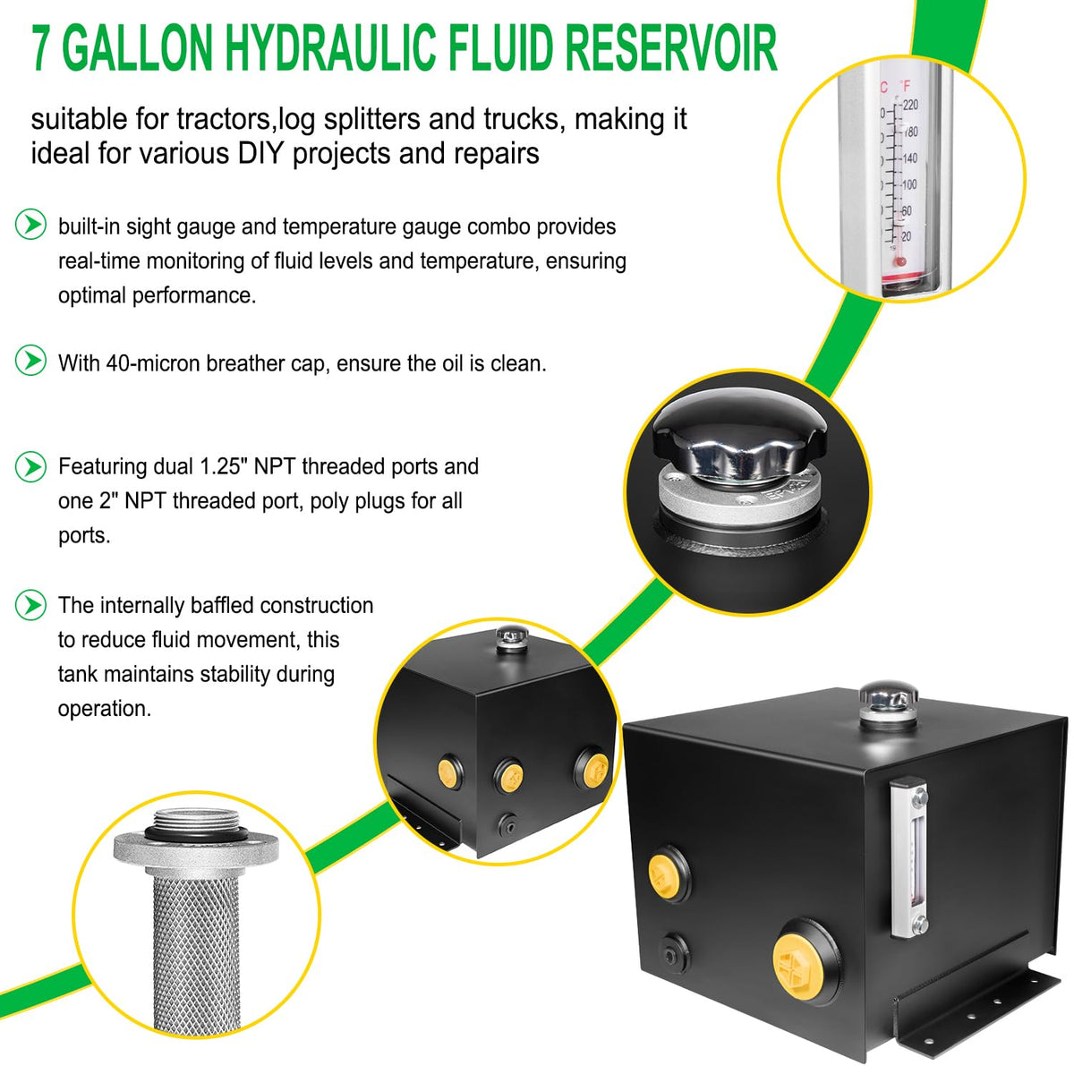 7 Gallon Hydraulic Fluid Reservoir Oil Tank J14850
