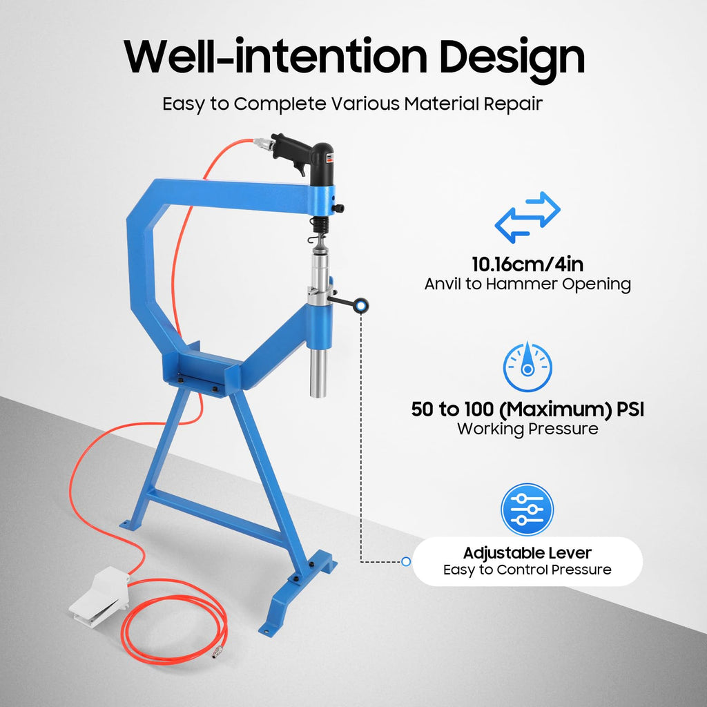 4" Throat Pneumatic Planishing Hammer with Steel Stand A56842