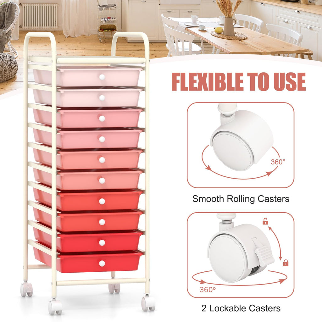 10 Drawer Rolling Storage Cart B6471