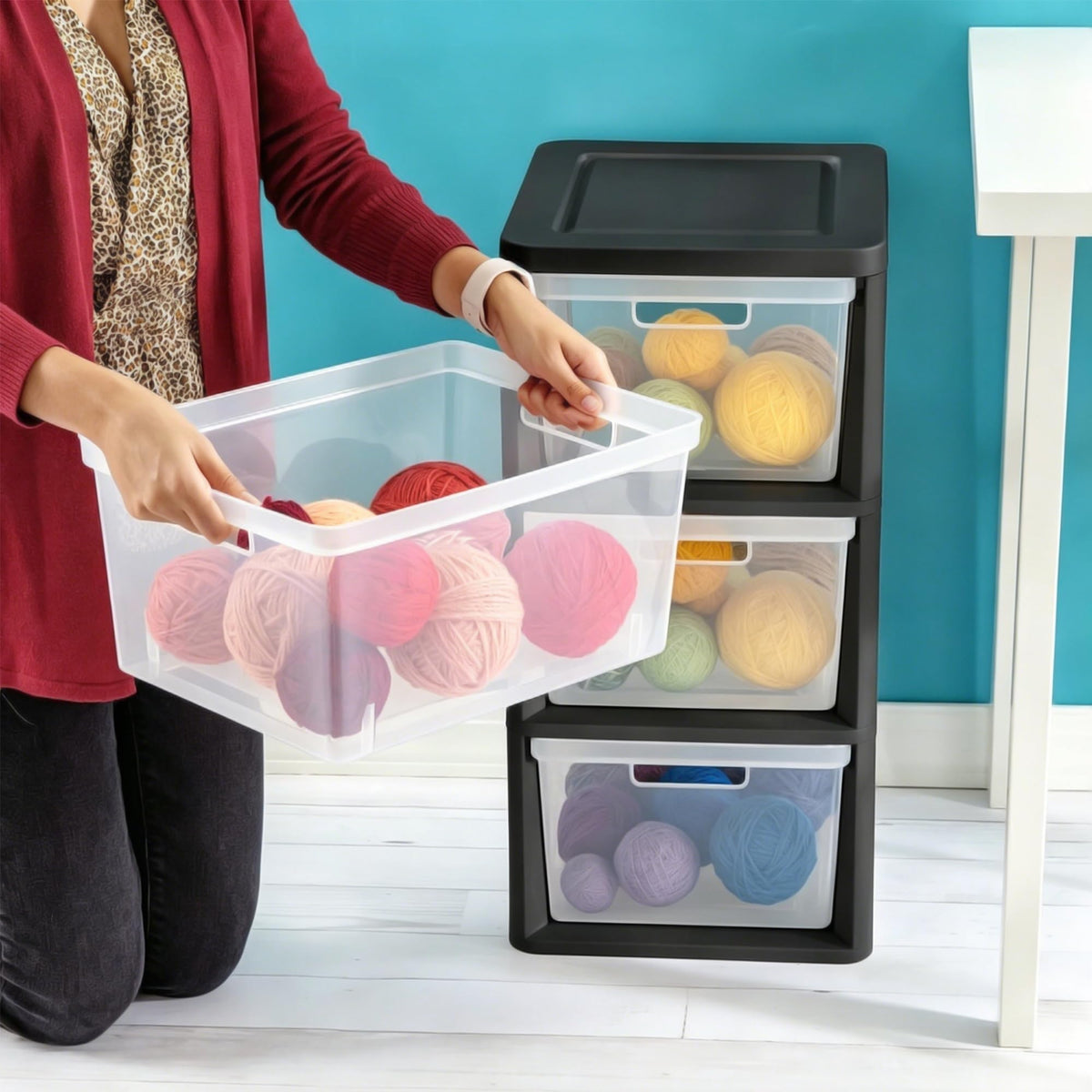 3-Drawer Plastic Storage Organizer Tower Y4879