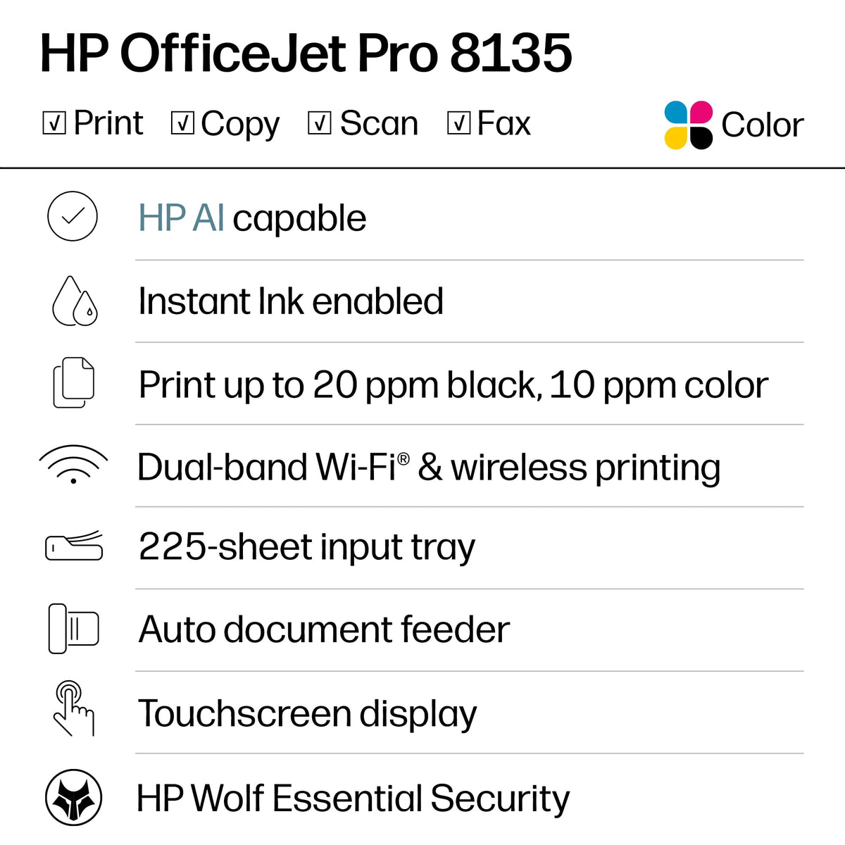 Wireless All-in-One Color Inkjet Printer D259836
