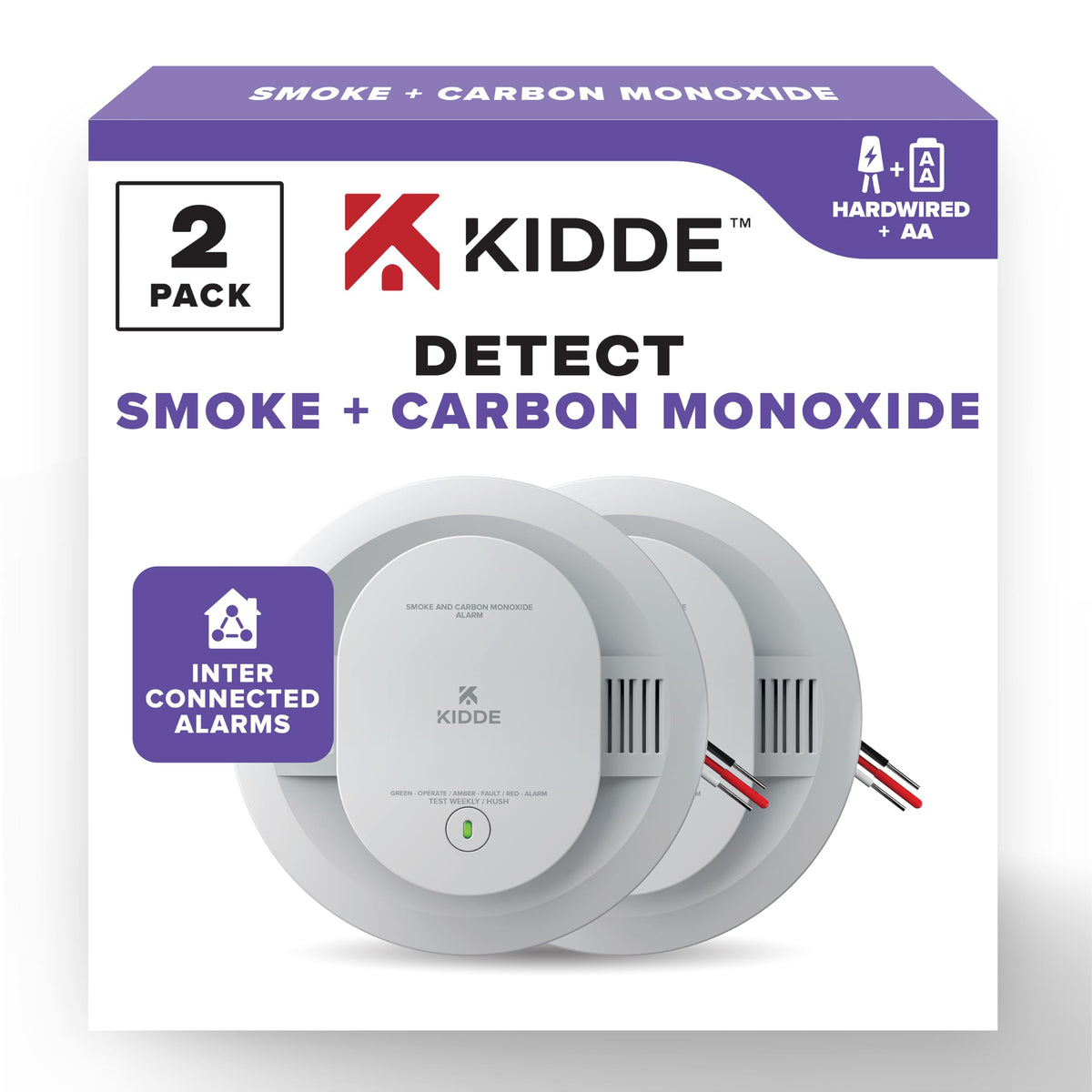 Hardwired Smoke & Carbon Monoxide Detector, 2 Pack X793