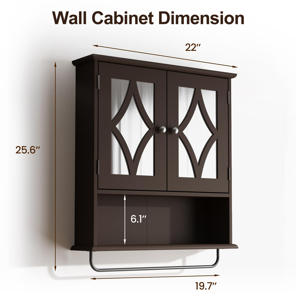 Wall Mounted Bathroom Medicine Cabinet with Towel Rack 22x25 inch P371348