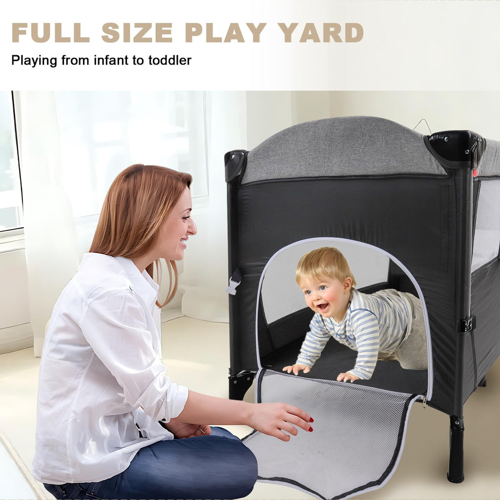 Baby Bedside Crib, Pack and Play, Portable Playard H40466
