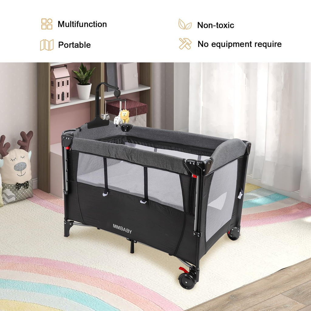 Baby Bedside Crib, Pack and Play, Portable Playard H40466