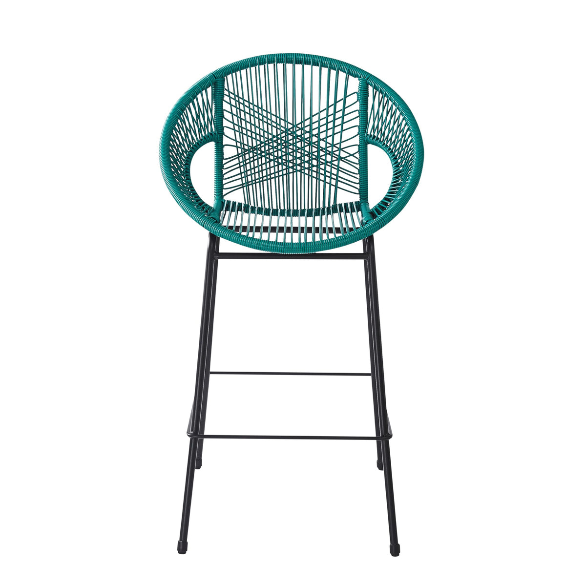 Teal Faux Wicker Outdoor Bar Stool, Set of 2 E97142