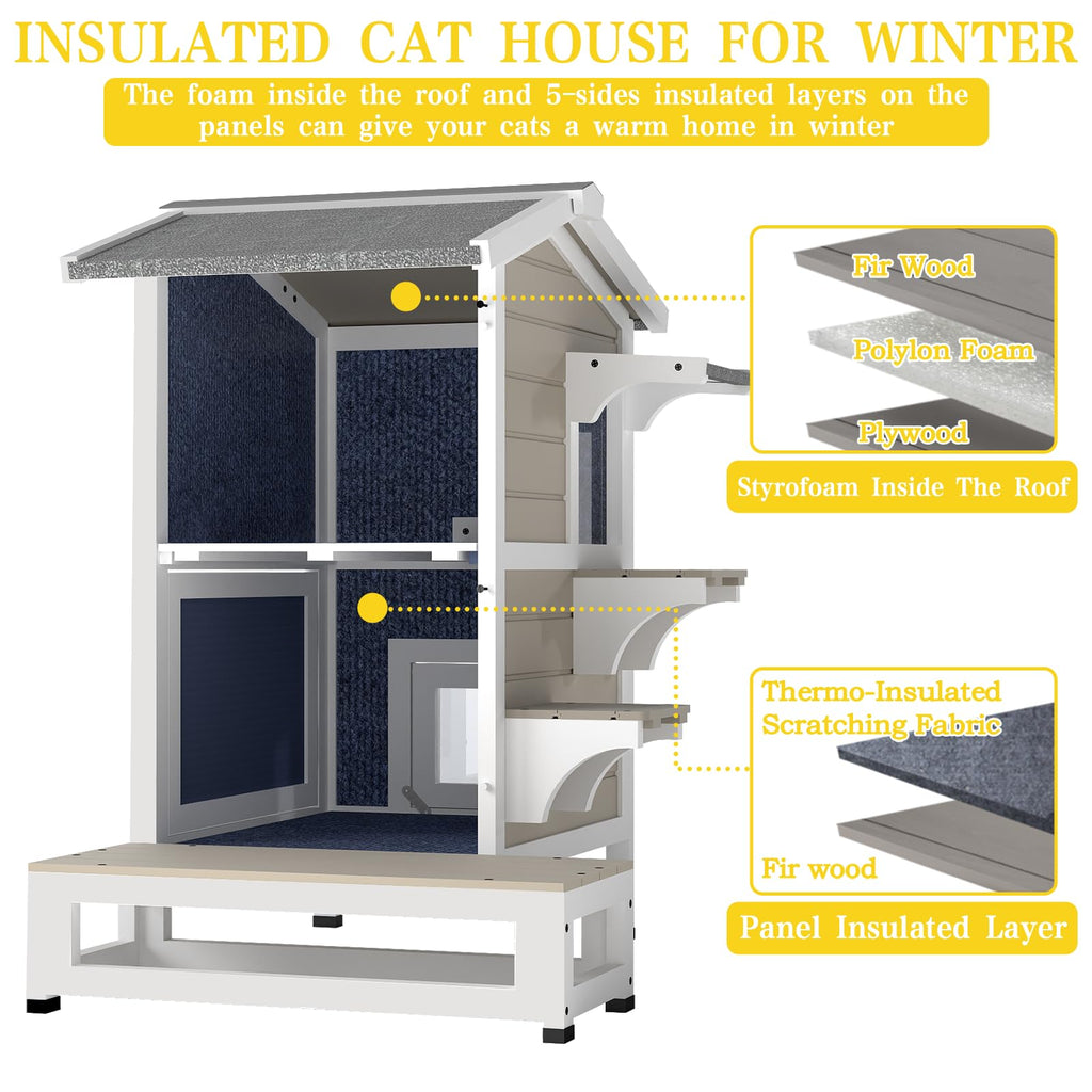 2-Story Insulated Outdoor Cat House V655