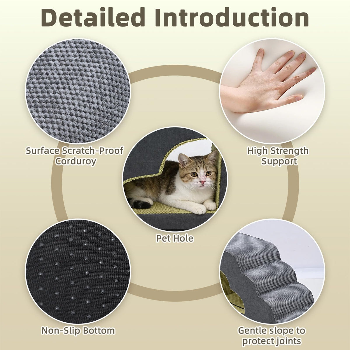 6 Step Non-Slip Grey Dog Stairs F345915