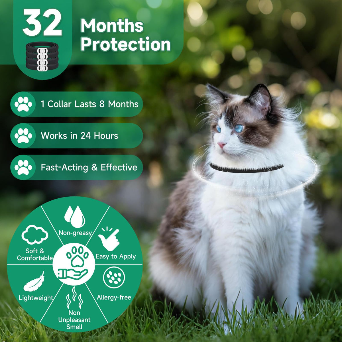 Black 4-Pack Cat Flea and Tick Collar P6932