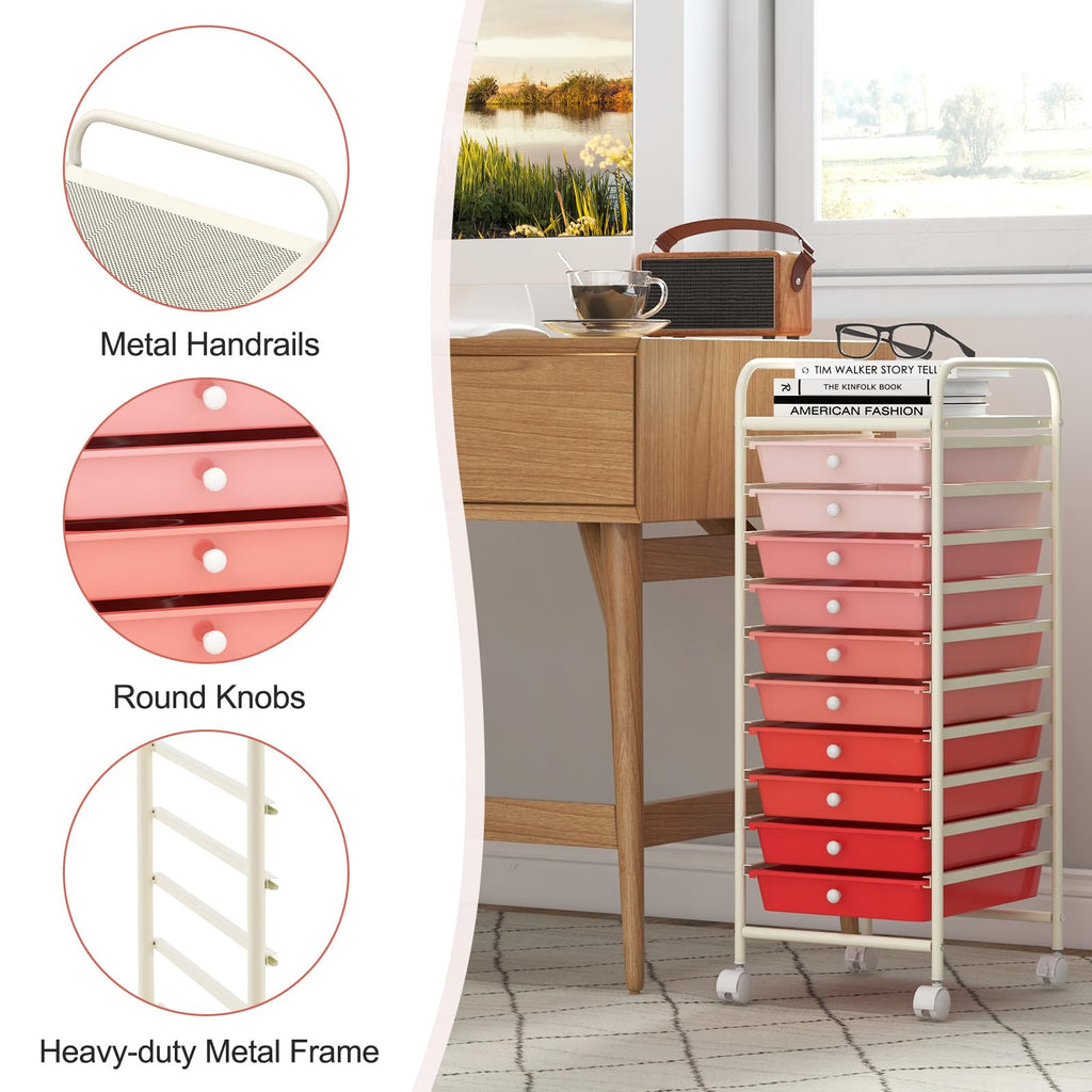 10 Drawer Rolling Storage Cart B6471