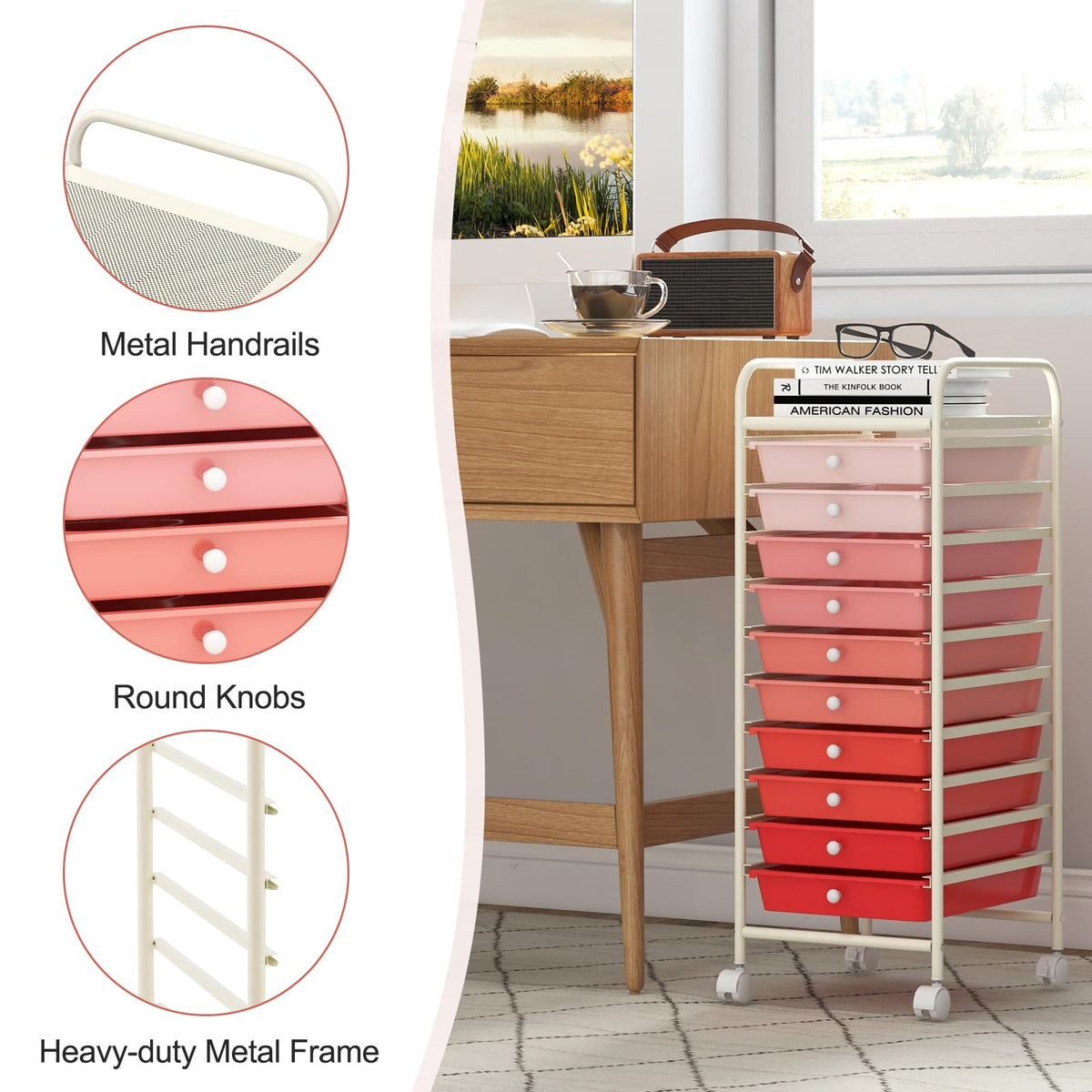 10 Drawer Rolling Storage Cart B6471