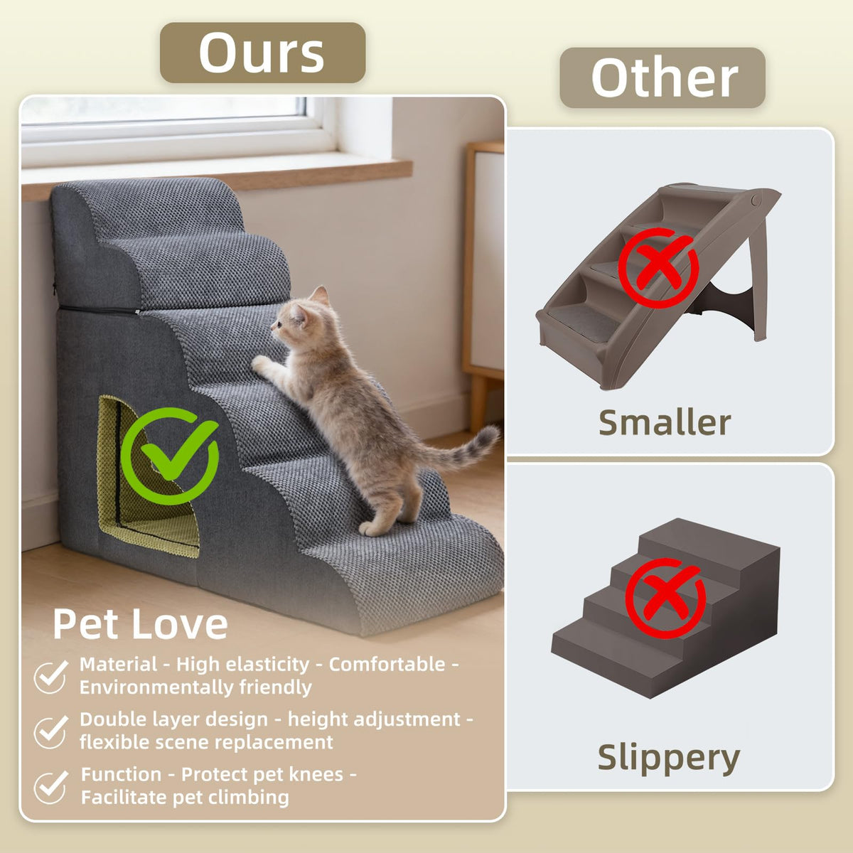 6 Step Non-Slip Grey Dog Stairs F345915
