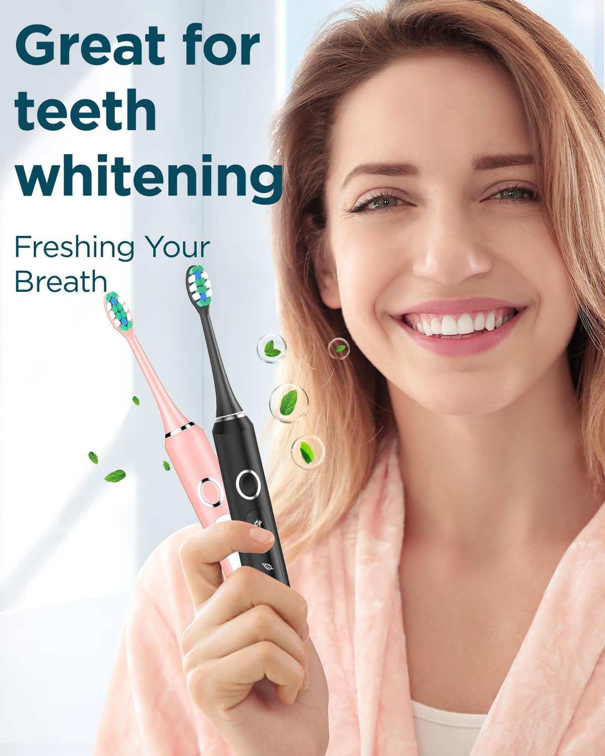 2 Pack Rechargeable Electric Toothbrush with 12 Brush Heads & 2 Travel Case H885081