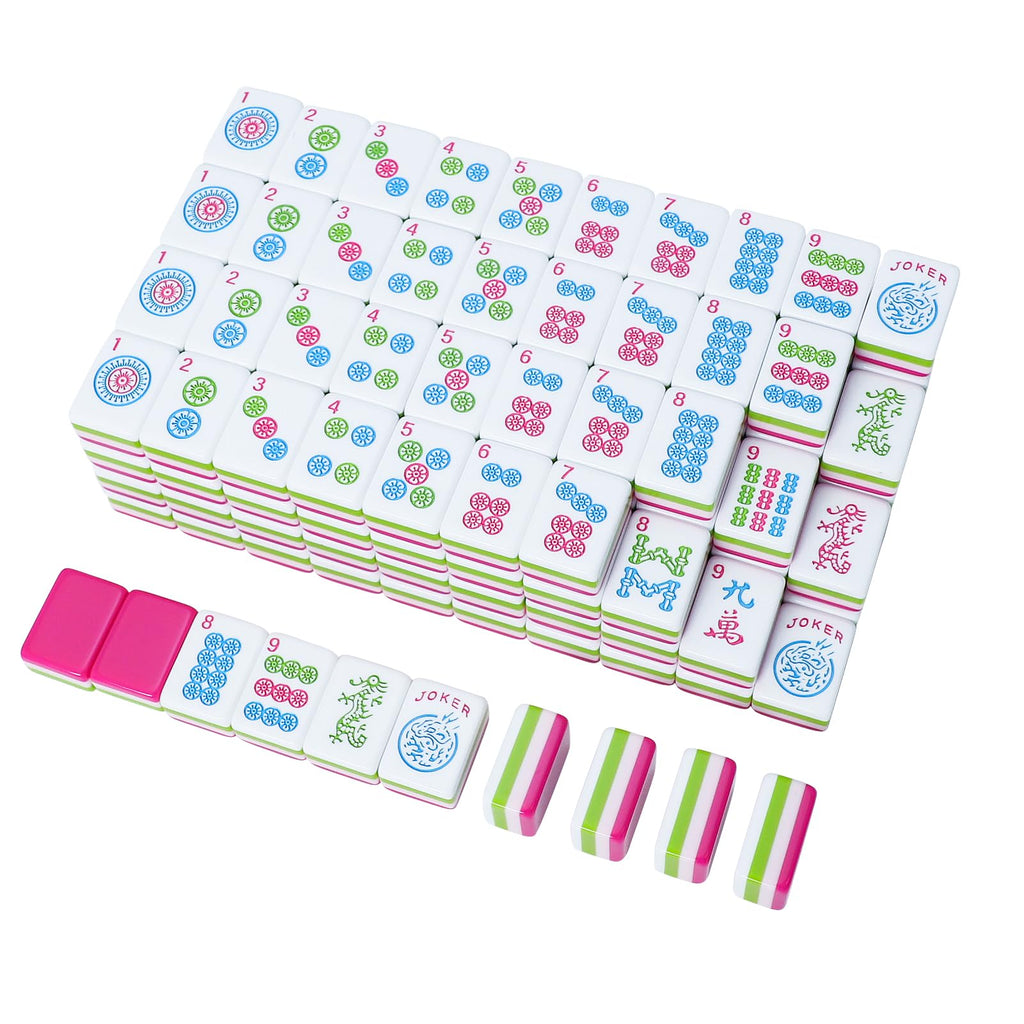 166 Acrylic Engraved Mahjong Tile Set with Carrying Bag W98331